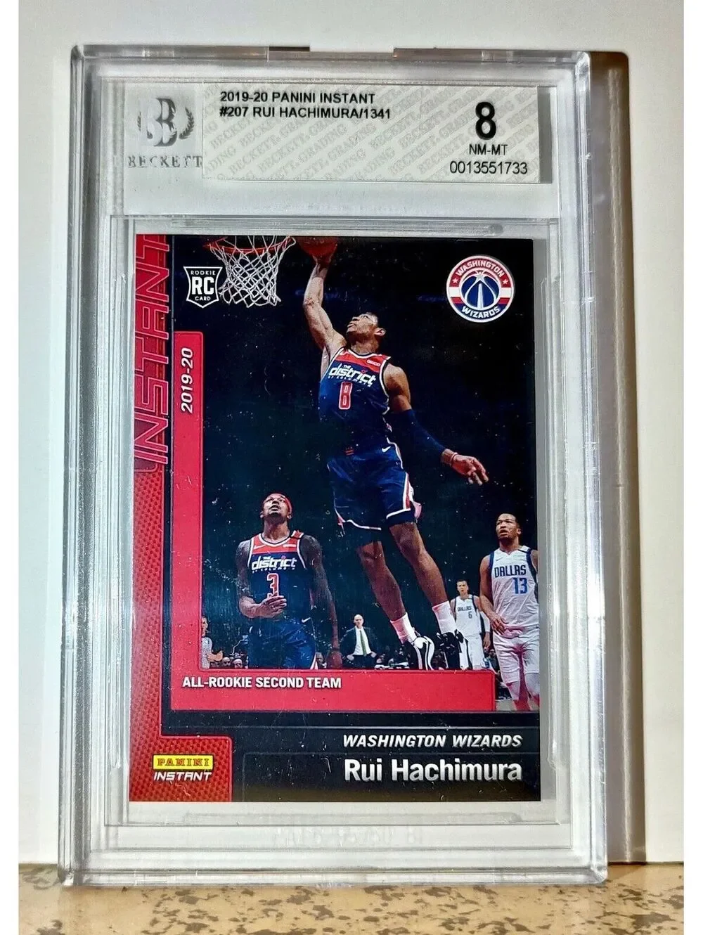 Rui Hachimura 2019-20 Panini NBA #207 Rookie 1 of 1341 BGS 8 Washington Wizards